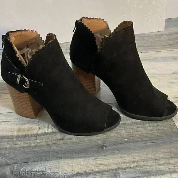 Maurices Shoes - Maurice black peep toe black ankle boots size 8.5